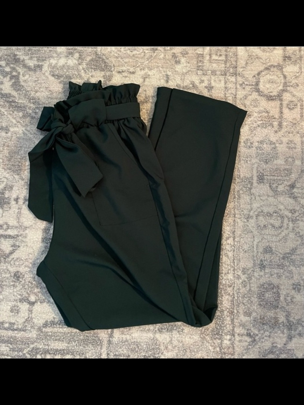 Grace Karin High-Waist Paperbag Ankle Pants in Dark Green - Picture 2 of 3